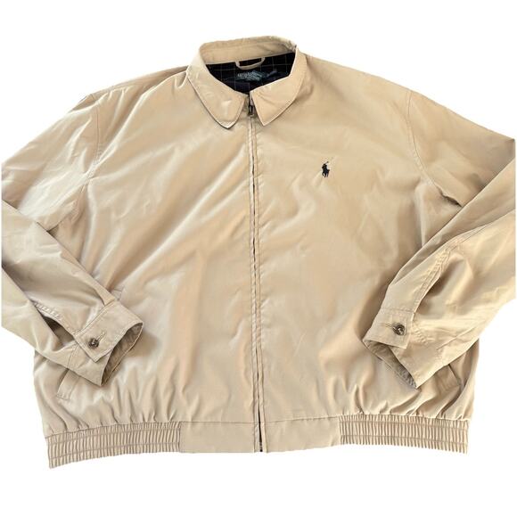 Polo Ralph Lauren Jacket Men’s XXL Beige Harrington Windbreaker Flannel Lined - Picture 3 of 14